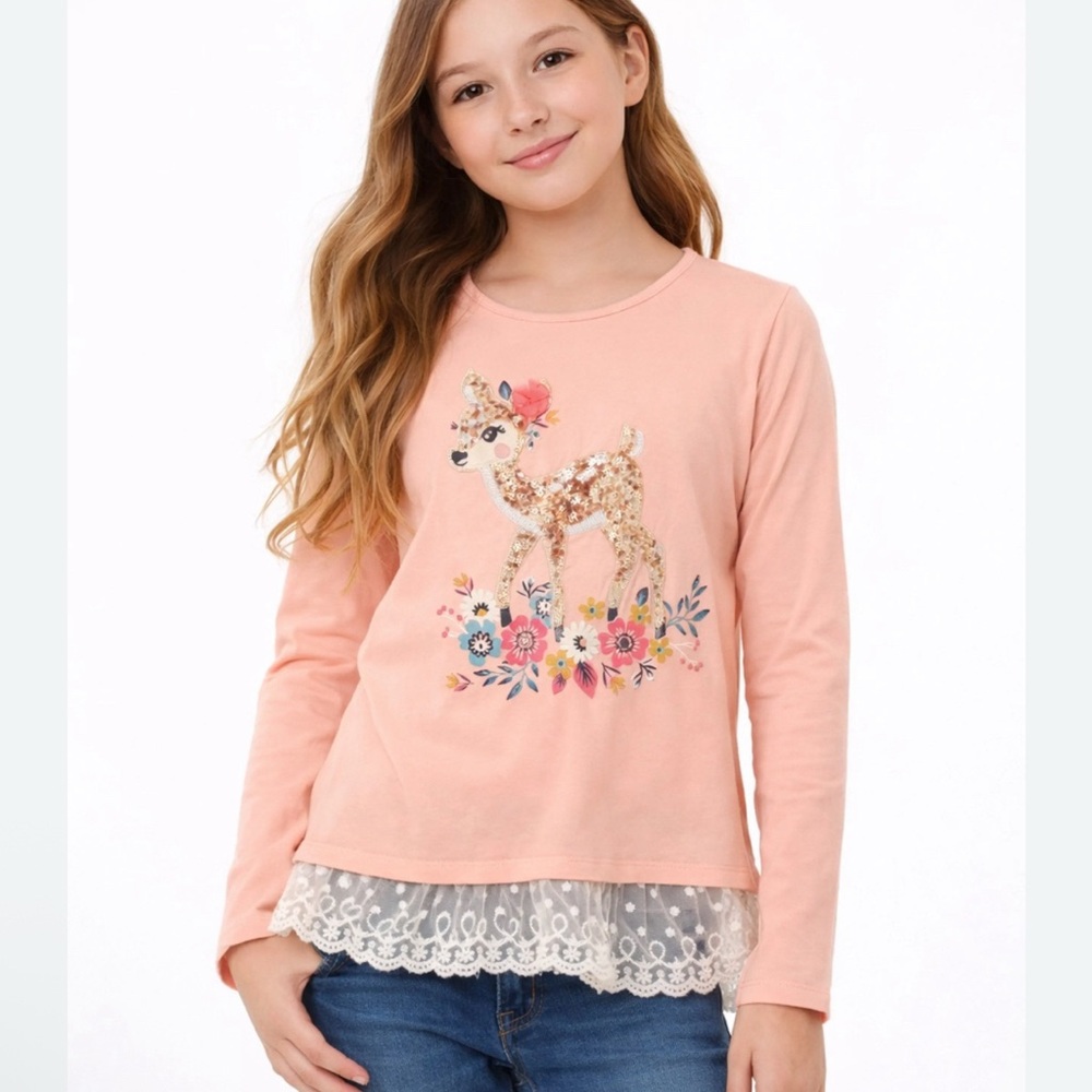 Tommy Bahama girl’s Deer Fawn sequin top size S 5-6